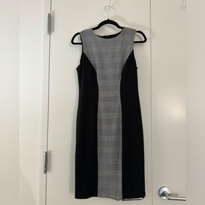 Calvin Klein black and plaid sheath dress